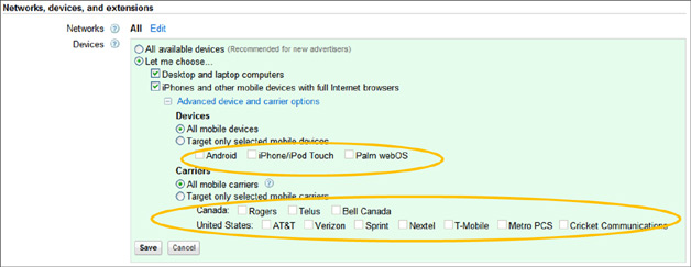 Google Targeting on Mobile