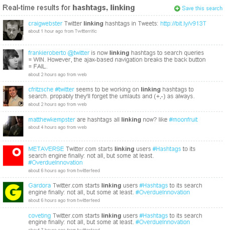 Hashtags linking