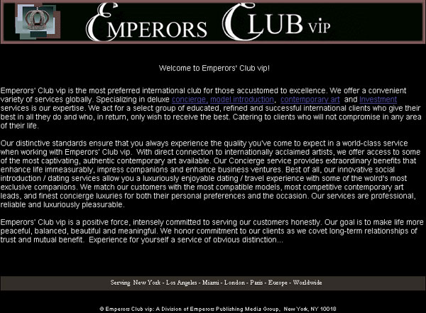 Call Girl Site Welcome Message