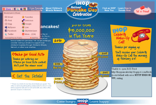 IHOP Promotes National Pancake Day on its own page IHOP Promotes National Pancake Day on its own page