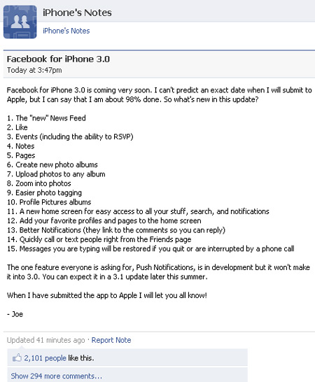iPhone Facebook App Nearly Done