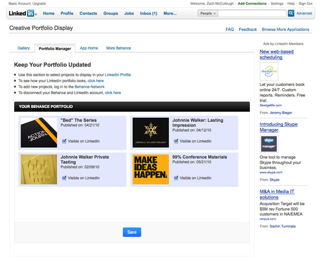 Linkedin Gets Creative Portfolio Display
