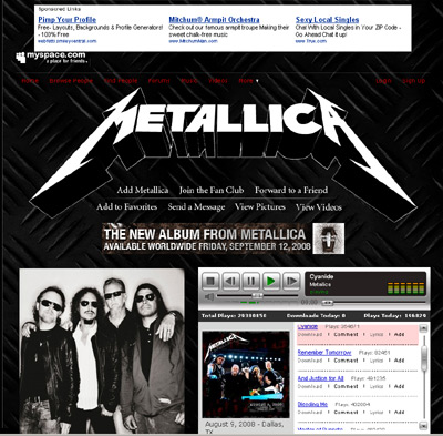 Metallica on MySpace