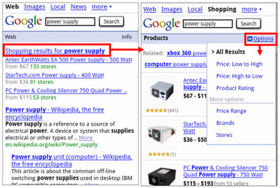 Mobile Product Search results on Google