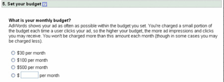 Google AdWords Monthly Budget Google AdWords Monthly Budget