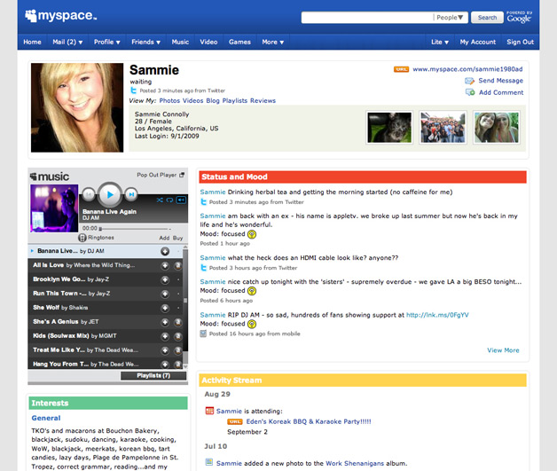 MySpace and Twitter Sync