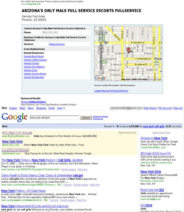 Call Girl Maps and Results