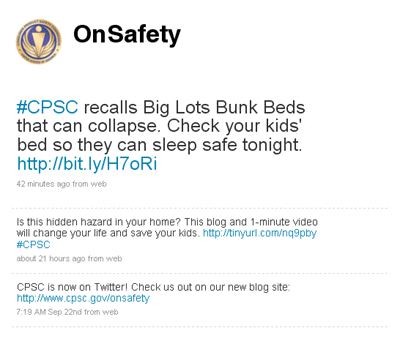 CPSC OnSafety Tweets