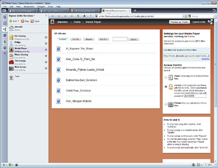 Opera Unite - Media Player
