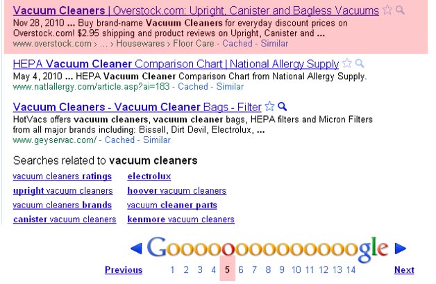 Overstock Search Results take a hit in Google