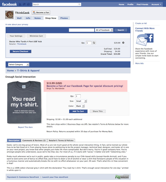 Payvment Retail Site as seen by a non-fan (without discount)
