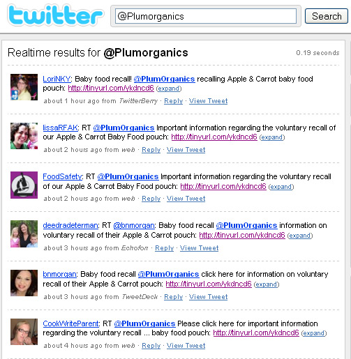 Mentions of Plum Organics on Twitter