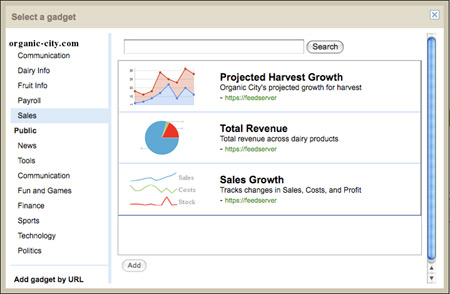 Private Gadgets for Google Sites
