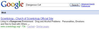 Confirmed: Crusaders Google Bomb Scientology