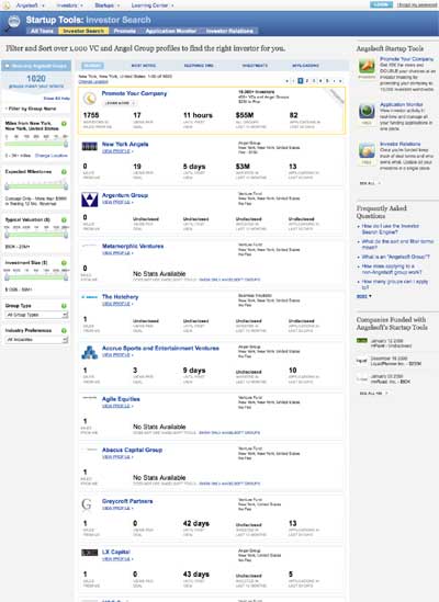 Startup Tools - Investor Search
