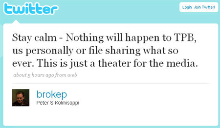 Pirate Bay Tweet