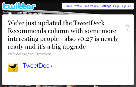 TweetDeck v0.27 Tweet