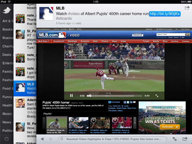 Panes in Twitter iPad App
