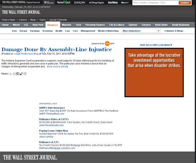 Wall Street Journal OneSpot news aggregation