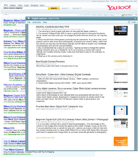 Yahoo Search Pad