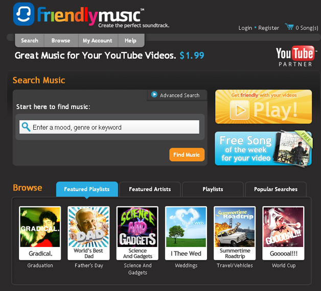 YouTube Partners with FriendlyMusic