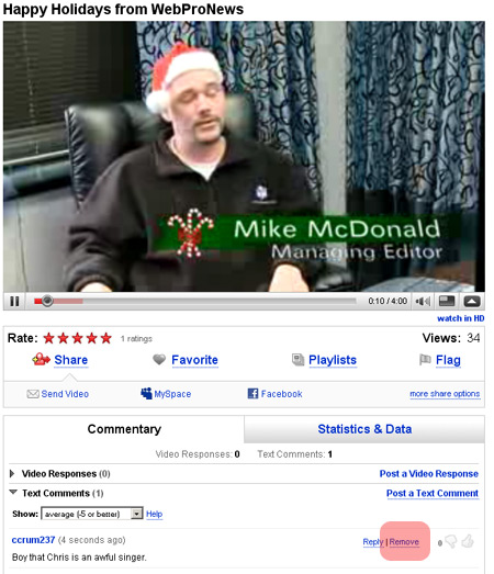 Remove YouTube Comments