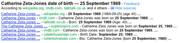 Google Squared Data used in search results Google Squared Data used in search results