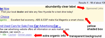 Google ads are clearly marked and differentiated
