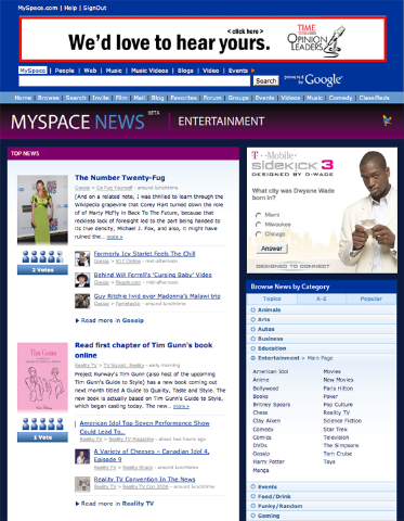 MySpace News