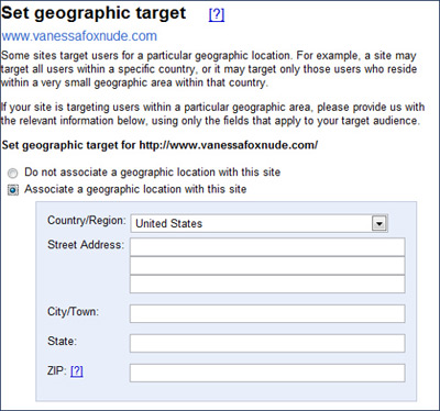 Set Geographic Target Set Geographic Target
