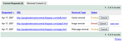 Google and URL Removal