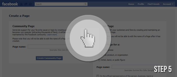 Step #5: Select Community or Official Page
