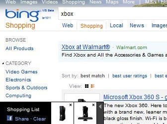 Bing Shopping Facebook integration
