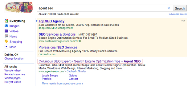 Agent SEO's Title in Search Results