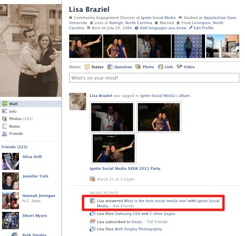 Facebook Questions status