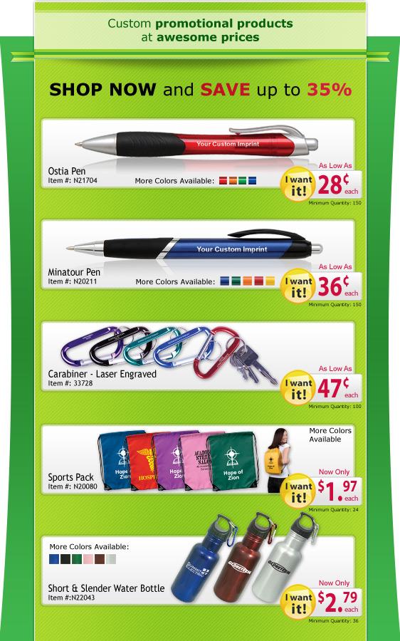 Custom promotional products at awesome prices